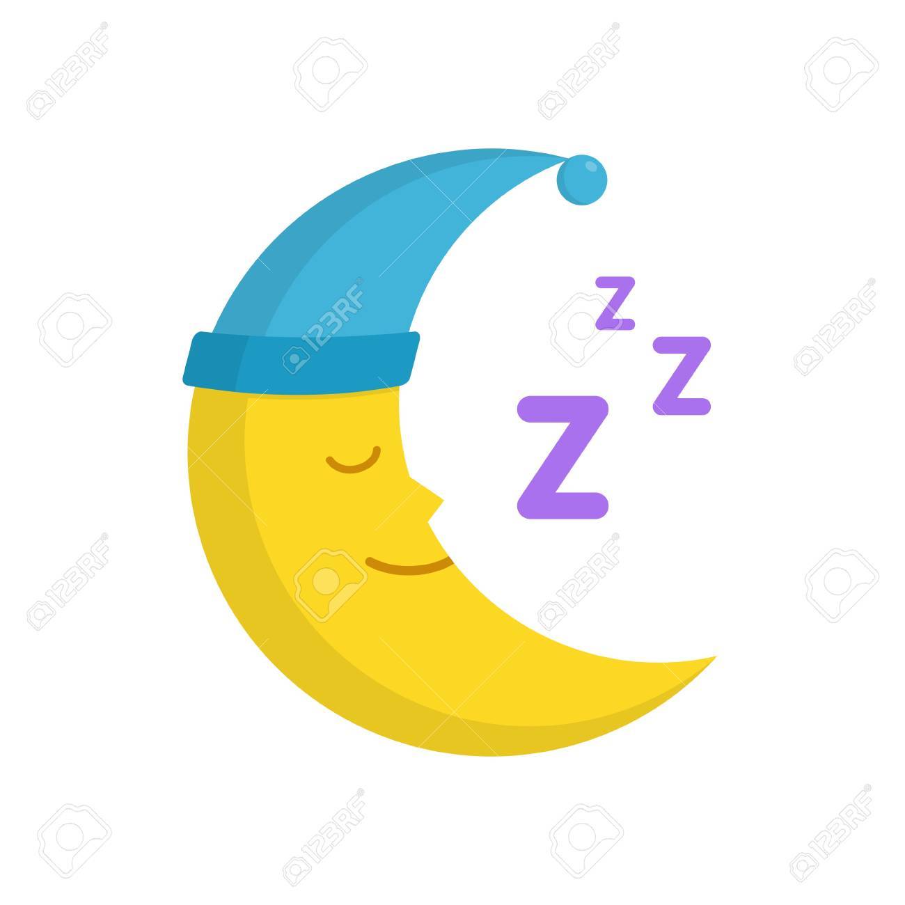 1300x1300 Sleeping Moon In Nightcap Isolated On White Background. Crescent