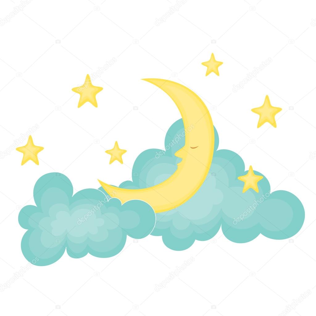 1024x1024 Sleeping Moon On The Clouds Stock Vector Natalie Art