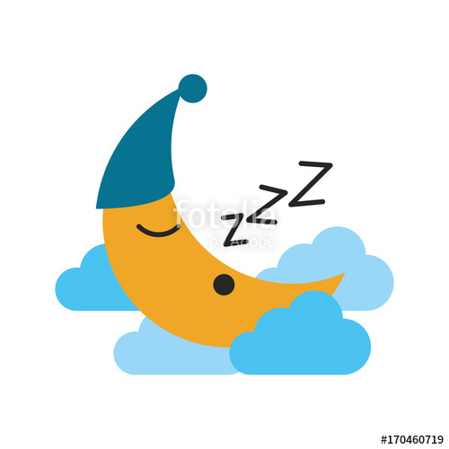 500x500 Crescent Moon Cartoon Sleeping On Clouds Sleep Related Icon Image