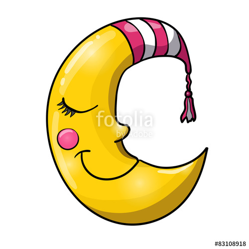 500x500 Cartoon Sleeping Moon In Striped Nightcap Stock Image And Royalty