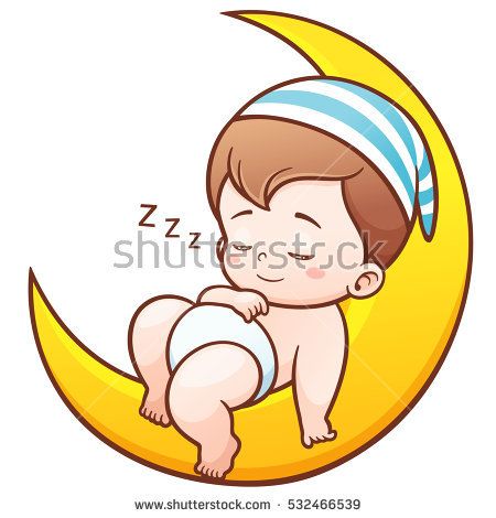 450x470 Vector Illustration Of Cartoon Cute Baby Sleeping On The Moon