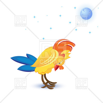 400x400 Cartoon Sleeping Cock And Moon Royalty Free Vector Clip Art Image
