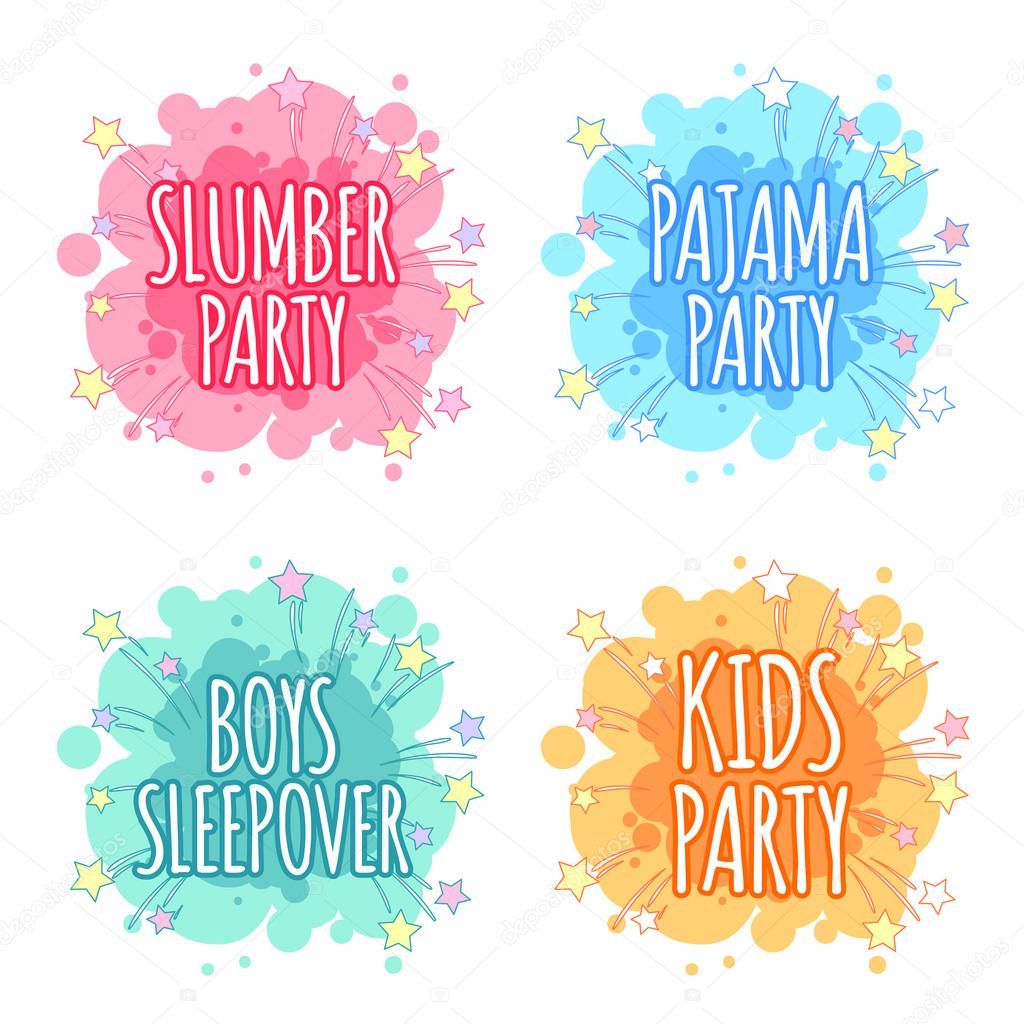 1024x1024 Kids Party Logo. Four Badges For Kids Party In The Spot Shape