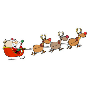 300x300 Santa Sleigh Reindeer Clip Art Merry Christmas Amp Happy New Year Arts