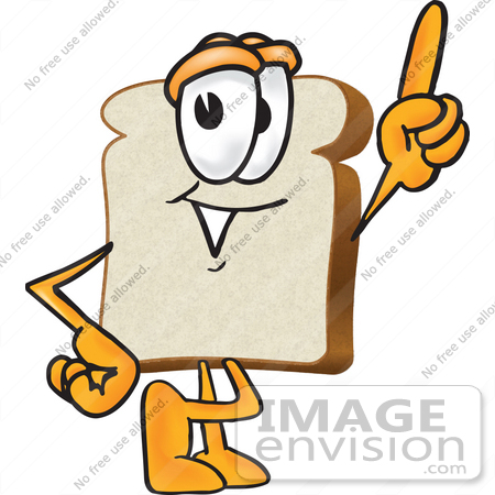 450x450 Clip Art Graphic Of A White Bread Slice Mascot Character Pointing