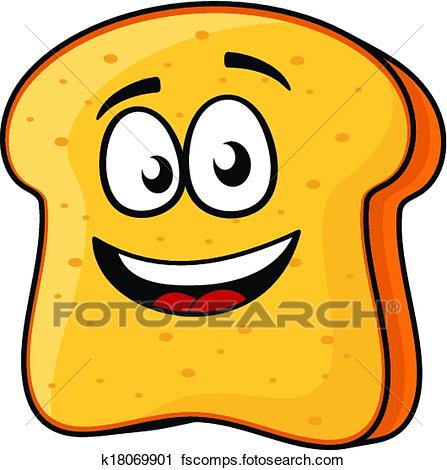 447x470 Clipart Of Slice Of Bread Or Toast With A Beaming Smile K18069901