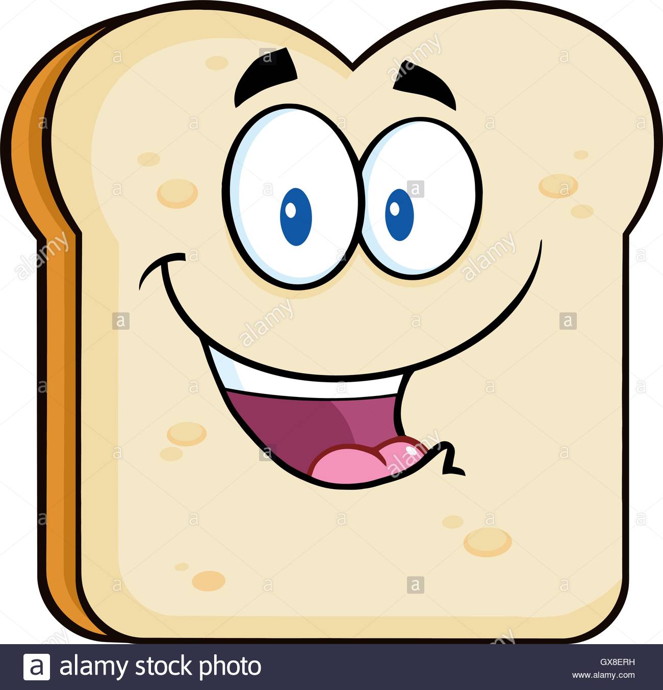 1300x1354 Happy Bread Slice Cartoon Character. Illustration Isolated