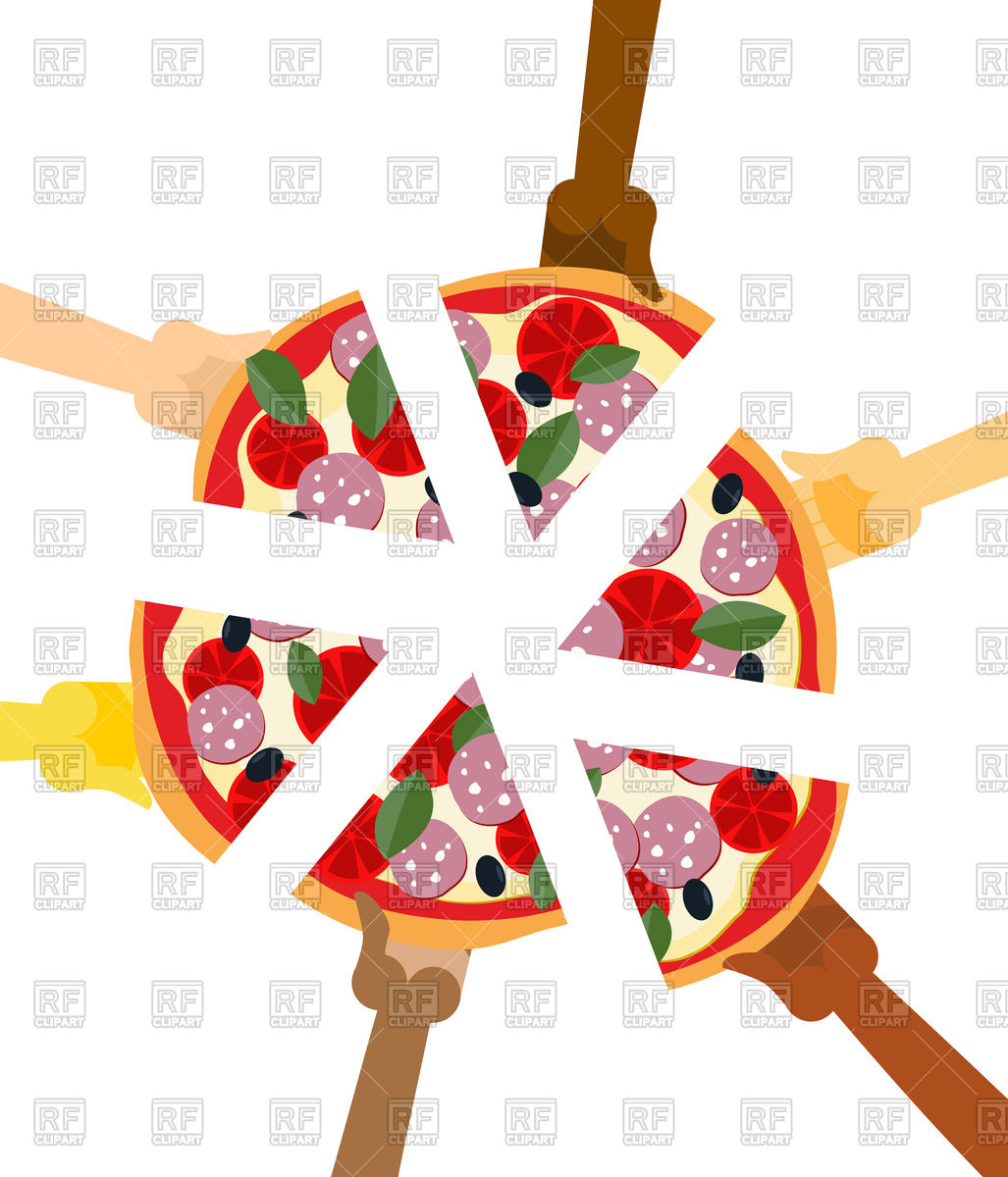 1027x1200 People Eating Pizza. Hands Holding Slice Of Pie. Royalty Free