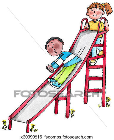 383x470 Stock Illustration Of Kids Playing On Slide X30999516