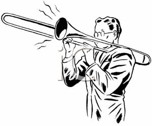 300x249 And White Man Playing Trombone Clip Art Image