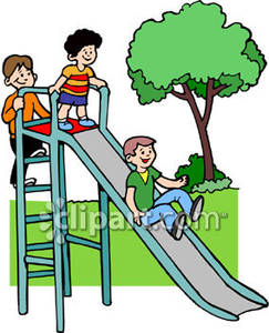 243x300 Group Of Boys Sliding Down A Slide Royalty Free Clipart Picture