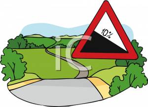 300x217 Downhill Slope Road Sign
