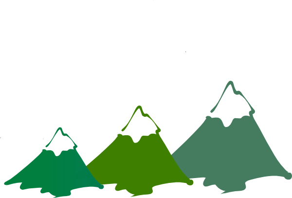 600x407 Three Mountain Peaks Green Clip Art