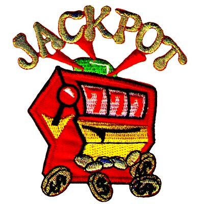 400x400 Lucky Seven Jackpot Slot Machine Iron On Gambling Patch Applique