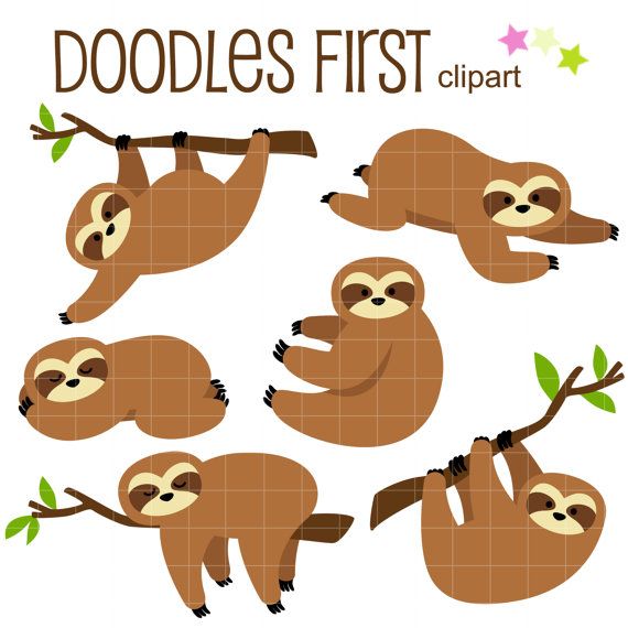570x570 Sluggish Sloths Digital Clip Art For Scrapbooking Card Making
