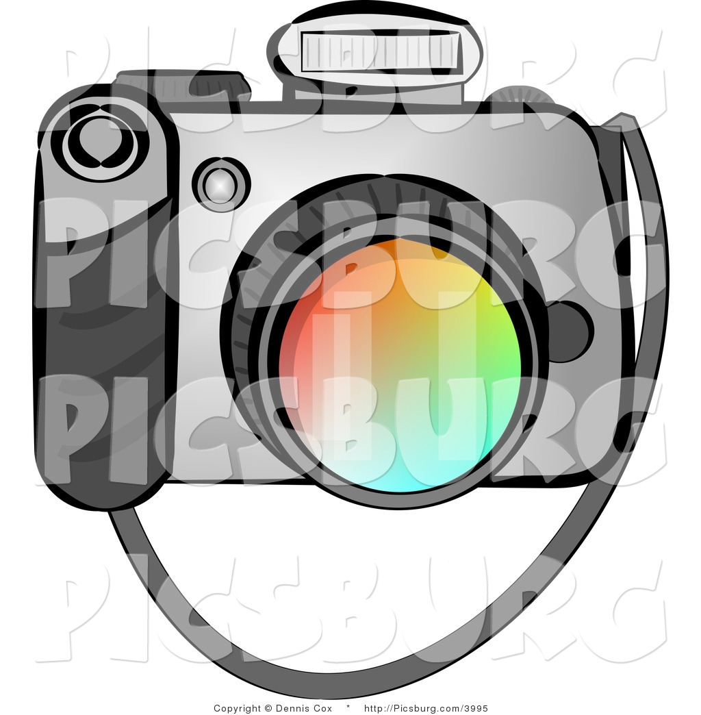 1024x1044 Clip Art Of A Digital Slr Camera With Flash On A White Background