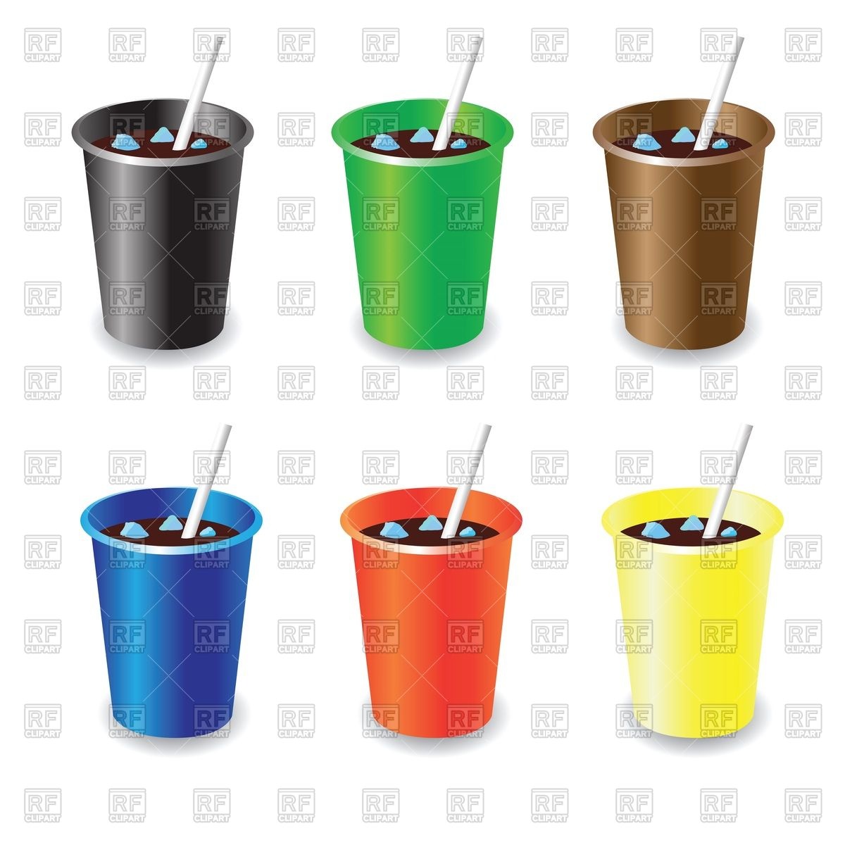 1200x1200 Coca Cola (Soda) With Ice In Colorful Paper Cups Royalty Free