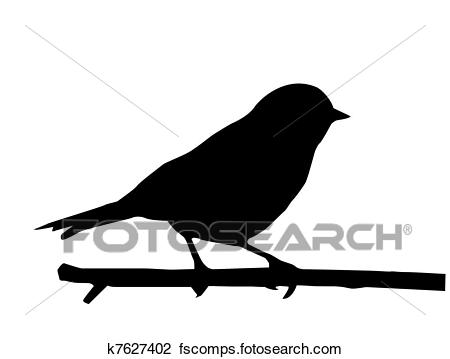 450x359 Clip Art Of Silhouette Of The Small Bird On Bra K7627402