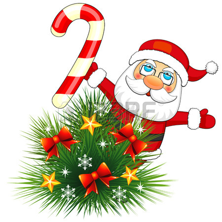 450x450 Small Christmas Fir And Cartoon Santa Claus With Sugar Cane