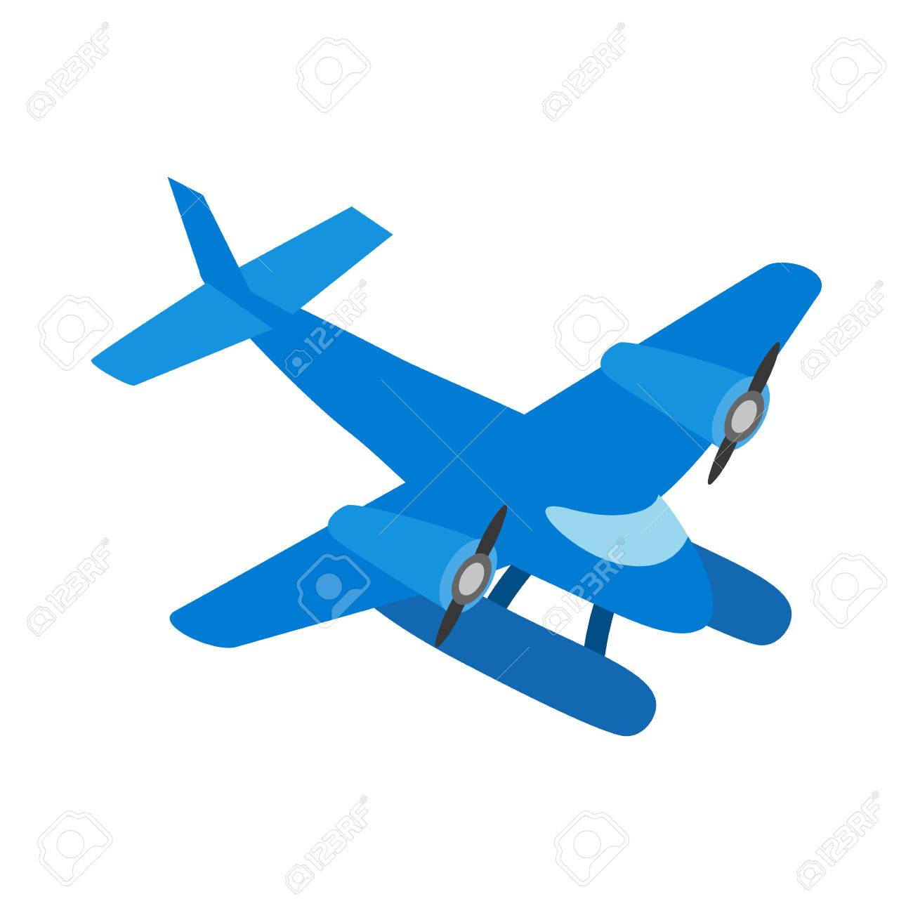 1300x1300 Blue Small Plane Icon In Isometric 3d Style Isolated On White
