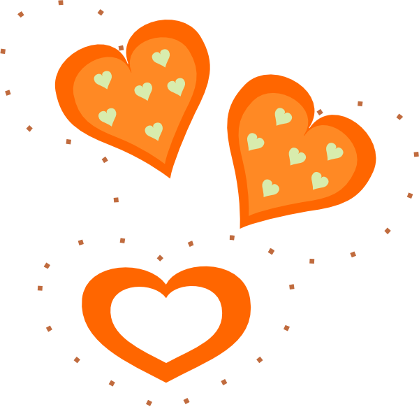 600x592 Valentine Orange Hearts Clip Art
