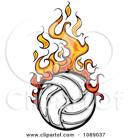 450x470 Clipart Fiery Volleyball