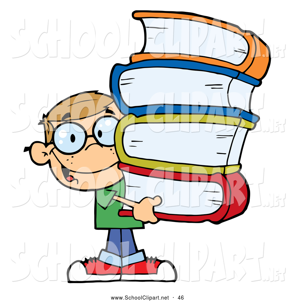 1024x1044 Clip Art A Happy Smart Caucasian School Boy Carrying A Stack