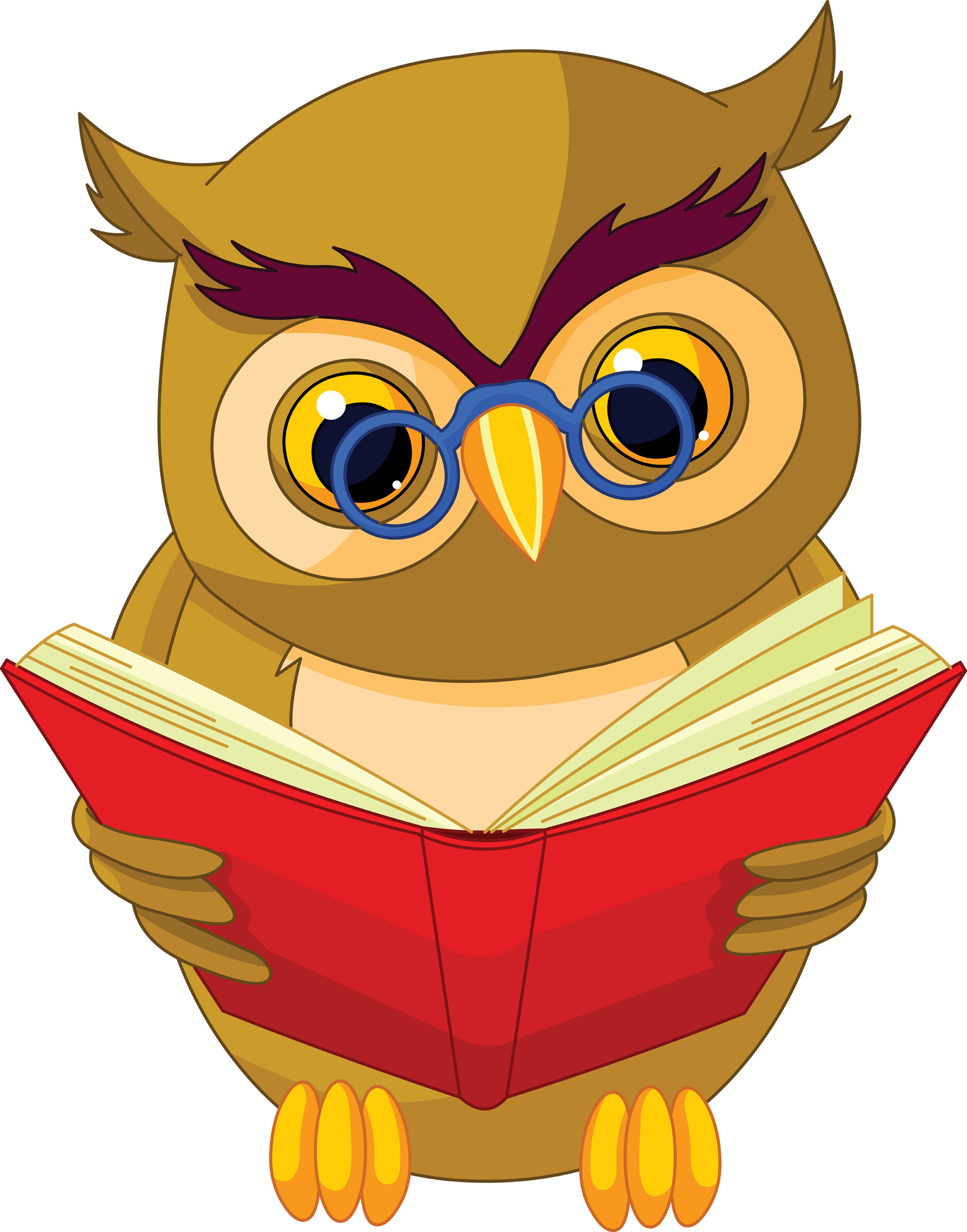 1883x2400 Owl Reading Clipart