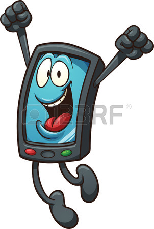 302x450 Happy Cartoon Smartphone Clip Art Illustration Royalty Free