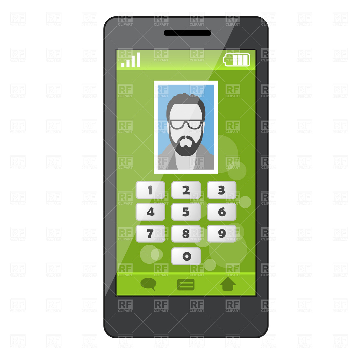 1200x1200 Smartphone With Contact Profile Royalty Free Vector Clip Art Image