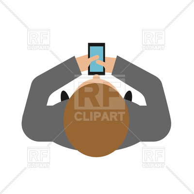 400x400 Man Walks With Smartphone Top View Royalty Free Vector Clip Art