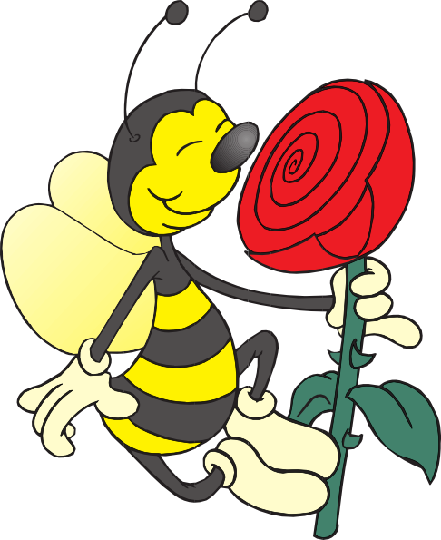 486x595 Bee Smelling Flower Clip Art