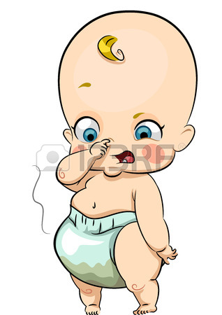 318x450 Illustration Of A Baby Covering Her Nose After Smelling Her Diaper