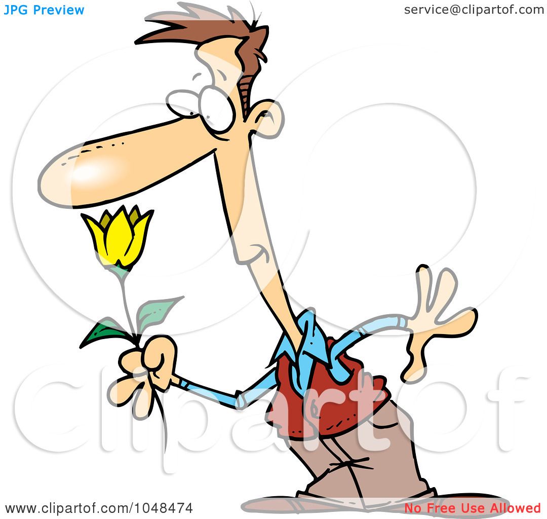 1080x1024 Royalty Free (Rf) Clip Art Illustration Of A Cartoon Guy Smelling