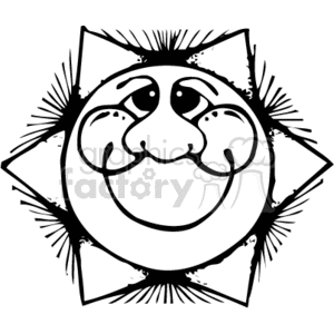 300x300 Royalty Free Black And White Smiling Sun 151099 Vector Clip Art