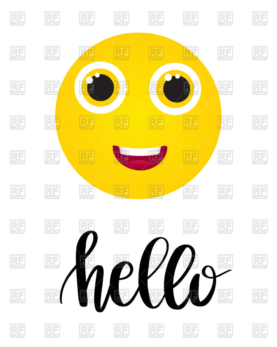 960x1200 Happy Smile Icon And Text Hello Royalty Free Vector Clip Art Image