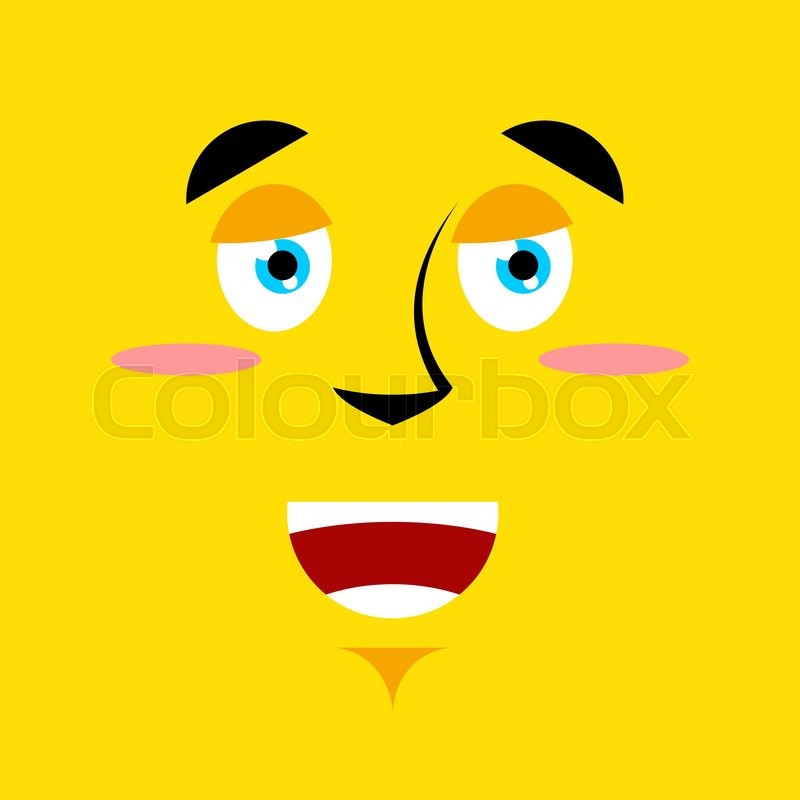 800x800 Cartoon Good Smiling Face On Yellow Background. Joy Emotion