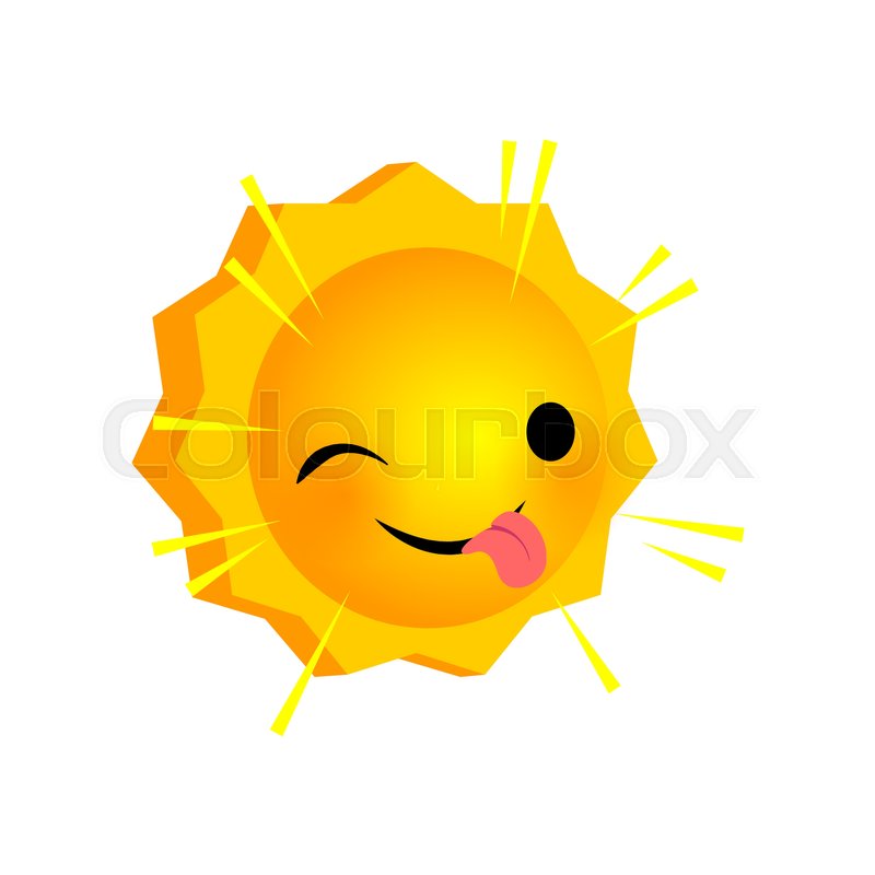 800x800 Vector Illustration Show Tongue Wink Sunny Smile Icon. Face Emoji
