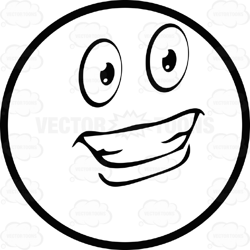 800x800 Delighted Large Eyed Black And White Smiley Face Emoticon