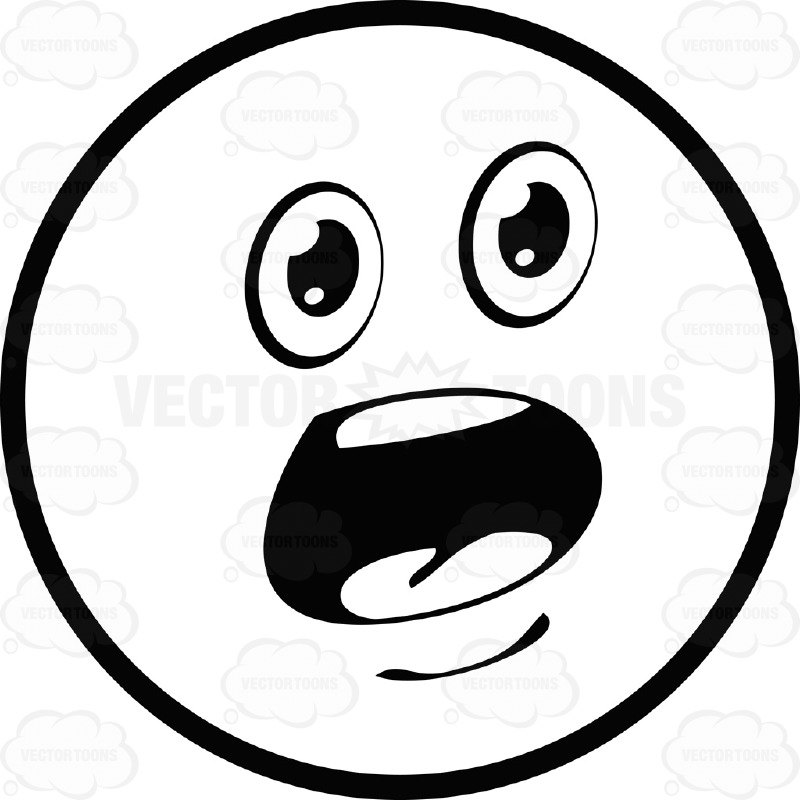 800x800 Shocked Large Eyed Black And White Smiley Face Emoticon Surprised