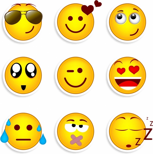 599x600 Set Of Nine Smiles Free Vector In Adobe Illustrator Ai ( Ai