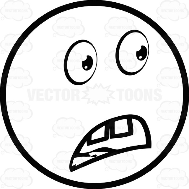 640x640 Shocked Large Eyed Black And White Smiley Face Emoticon With Buck