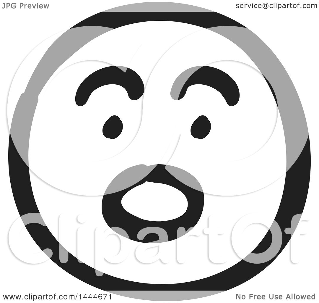 1080x1024 Clipart Of A Black And White Surprised Smiley Emoticon Face