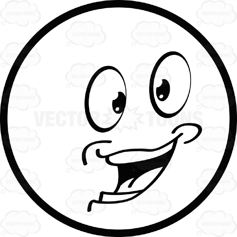 800x800 Large Eyed Black And White Smiley Face Emoticon With Open Mouth