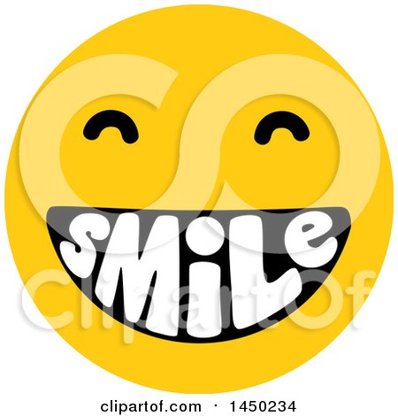 450x470 Clipart Of A Cartoon Female Yellow Emoji Smiley Face Shopping