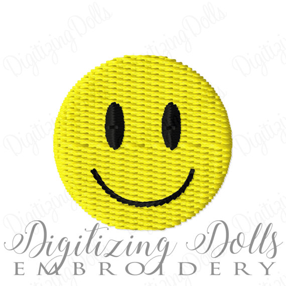 570x570 Mini Happy Smiley Face Solid Fill And Outline Machine Embroidery
