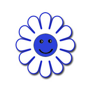 300x300 Clipart Picture Of A Smiley Face, White Daisy With A Blue Outline