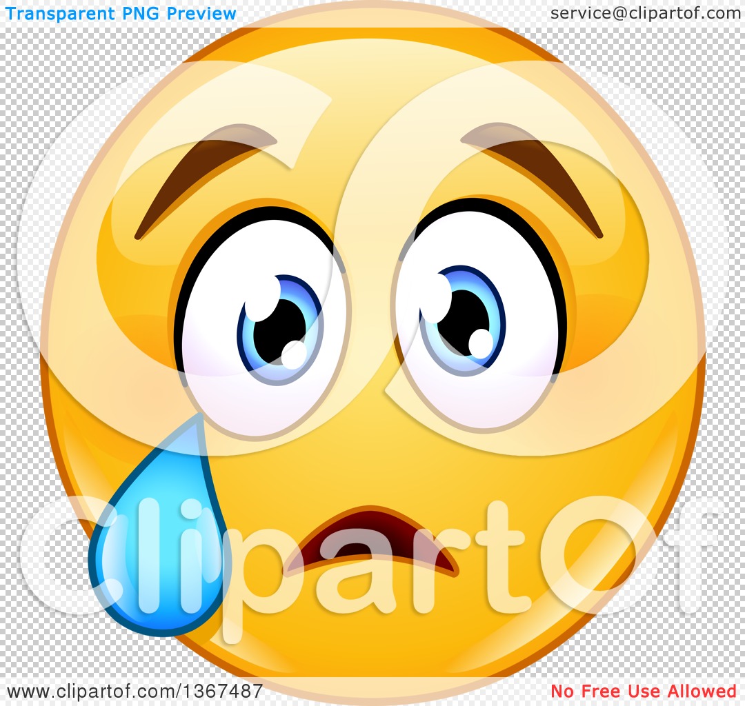 1080x1024 Clipart Of A Cartoon Yellow Smiley Face Emoticon Emoji Crying