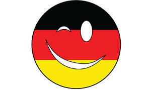 300x179 Winking Smiley Face With Germany German Flags X 6 Vinyl Stickers