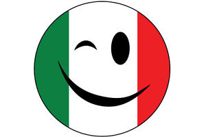 300x200 Winking Smiley Face With Italy Italian Flag Vinyl Sticker